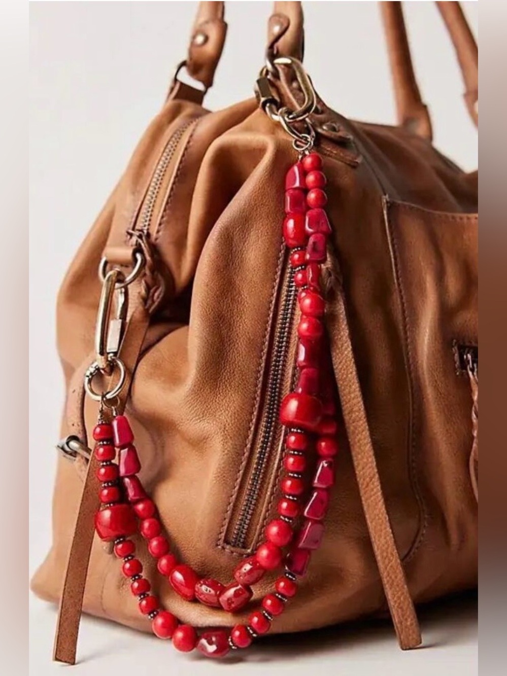 NWT Free People Prismatic Beaded Swag Bag Charm ~ Red ~ Sold Out!